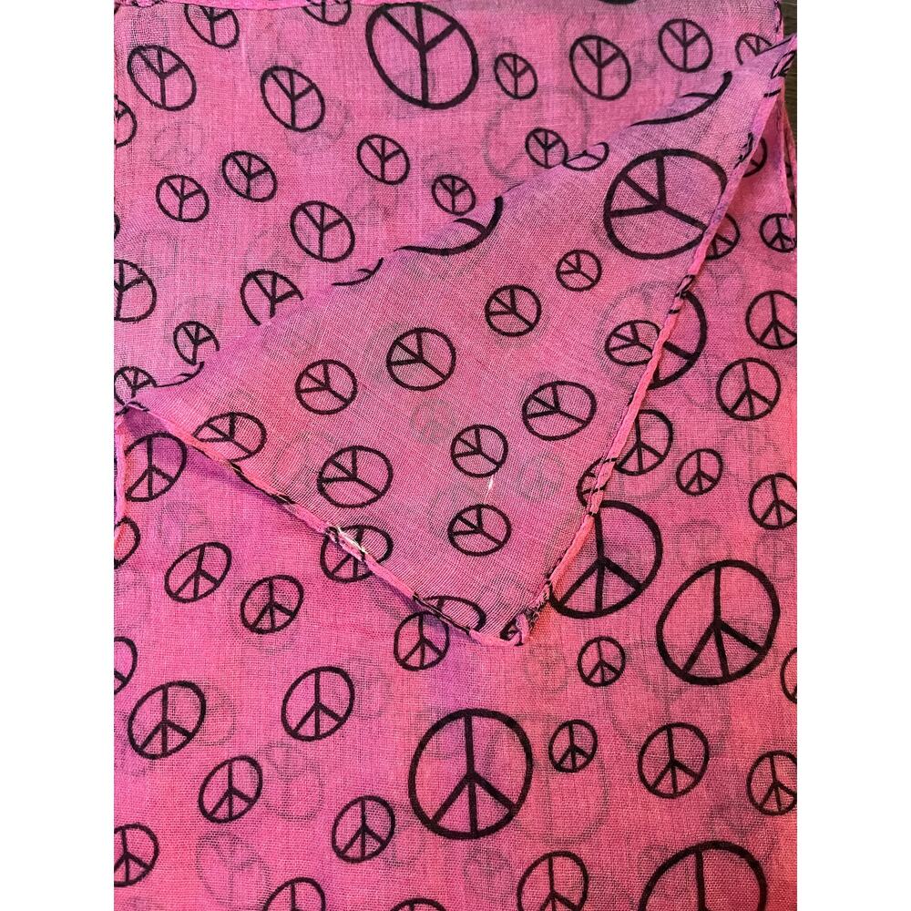 Purple Peace Sign Scarf Magenta Purple Trendy Hippy Long Rectangle - Picture 4 of 8